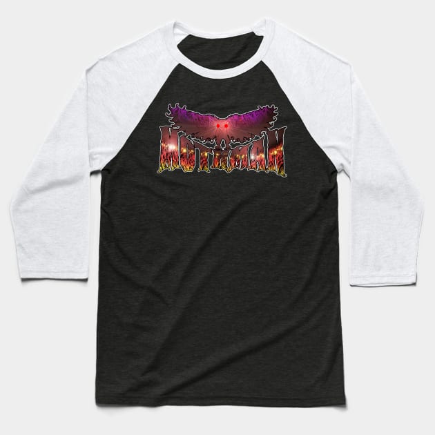 Trippy Mothman West Virginia Wing Humanoid Moth Monster Retro Art Vintage Style Baseball T-Shirt by National Cryptid Society